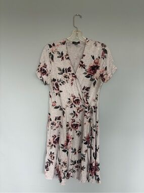 le chateau Floral Wrap Midi Dress in Blush and Rose